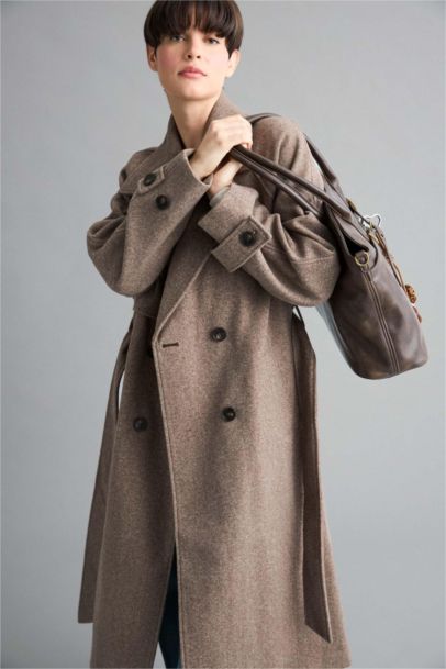 Regular Fit Düğmeli Kaşe Uzun Kaban