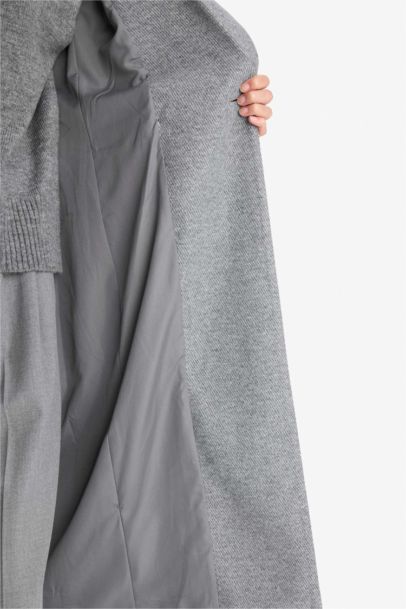 Regular Fit Düğmeli Kaşe Uzun Kaban