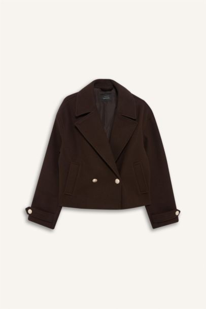 Regular Fit Düğmeli Kaşe Kaban