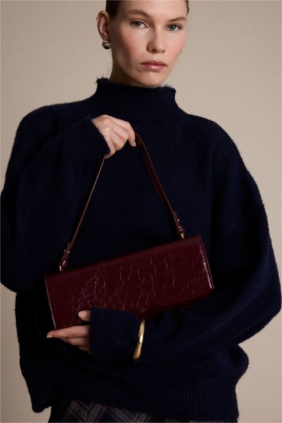 Woman Faux Leather Baguette Bag