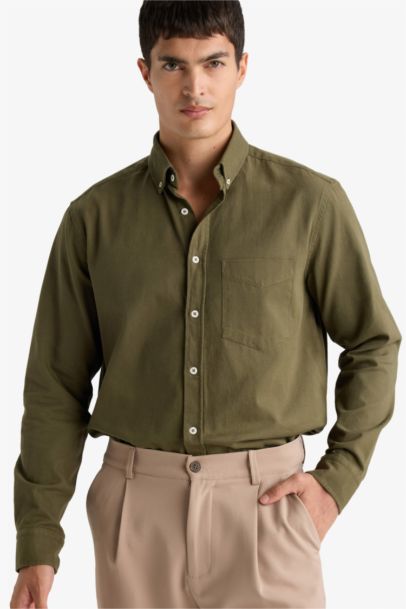 Regular Fit Long Sleeve Gabardine Shirt