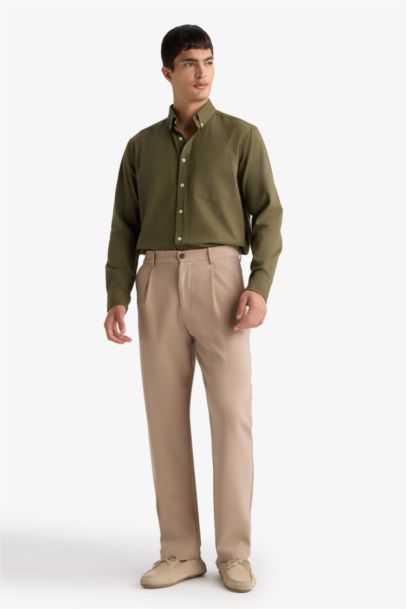 Regular Fit Long Sleeve Gabardine Shirt
