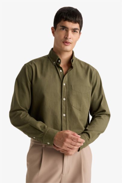 Regular Fit Long Sleeve Gabardine Shirt
