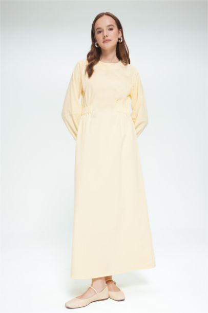Relax Fit Crew Neck Linen Blend Maxi Dress