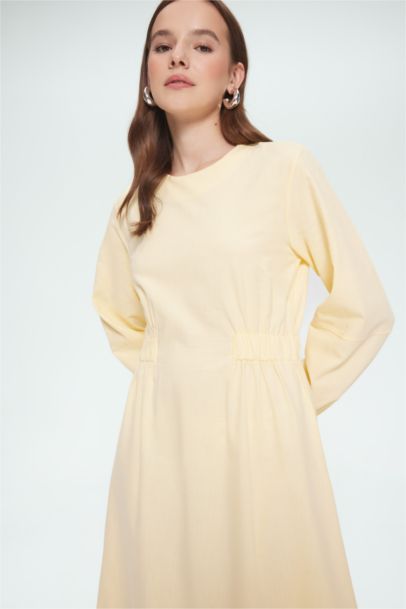 Relax Fit Crew Neck Linen Blend Maxi Dress