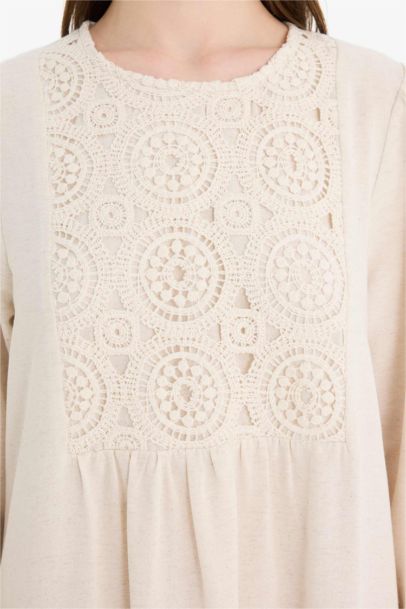 Relax Fit Crew Neck Linen Blend Maxi Dress