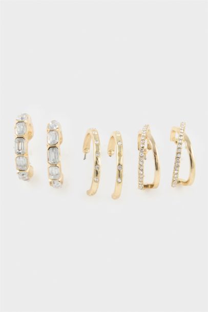 Lot de 3 Boucles d’oreilles dorées pour femme