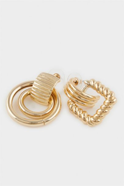 Woman 2 Piece Gold Earrings
