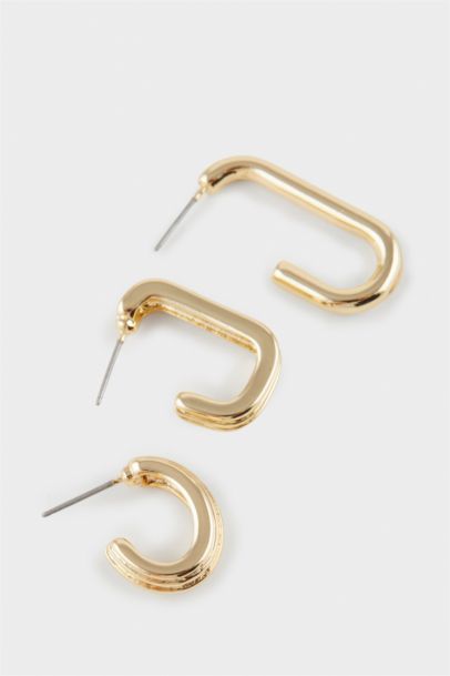 Woman 3 Piece Gold Earrings