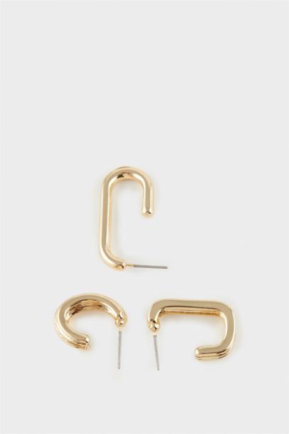Woman 3 Piece Gold Earrings
