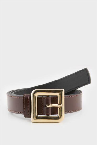 Woman Faux Leather Denim Belt