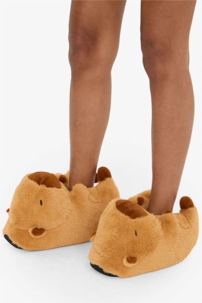 Girl Beaver Themed Flat Sole Home Slippers