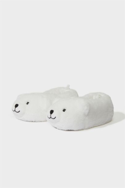 Girl Bear Themed Flat Sole Home Boots