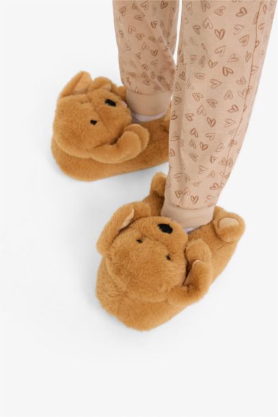 Girl Dog Themed Flat Sole Home Slippers