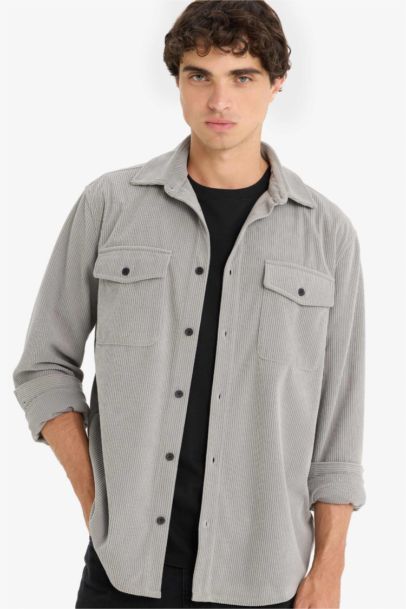 Chemise en velours côtelé à manches longues Coupe régulière