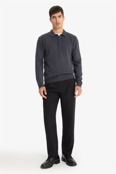 Standart Fıt Polo Yaka Triko Kazak