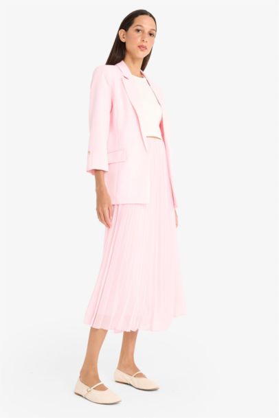 A Line Chiffon Normal Waist Midi Skirt