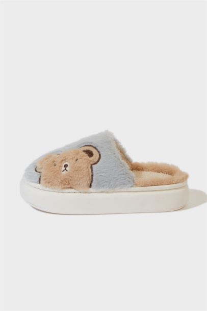 Kadın Ayıcıklı Düz Taban Ev Terliği