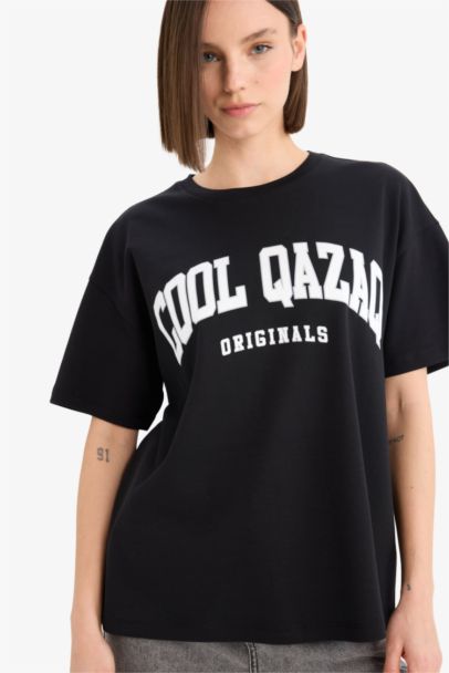 Oversize Fit Crew Neck Printed Short Sleeve T-Shirt