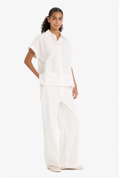 سروال جبردين وايد ليج بجيب