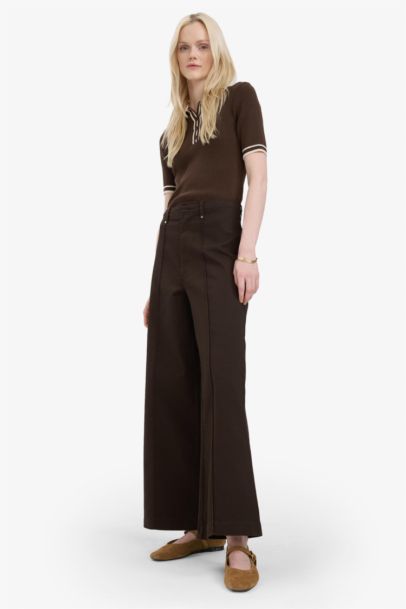 High Waist Wide Leg Gabardine Winter Trousers