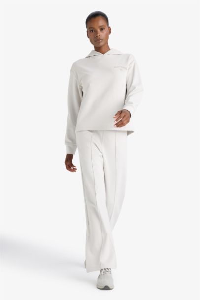 بنطلون رياضي قماش سكوبا وايد ليج برجل واسع ببطانة ناعمة من DeFactoFit