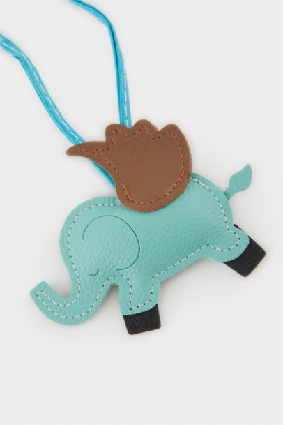 Woman Green Elephant Charm Keychain