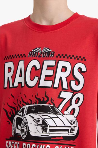 %100 Pamuklu Baskılı Beli Lastikli Pijama Takımı Erkek Çocuk