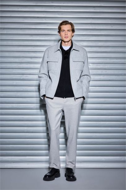 Pantalon tailleur droit en coton peigné Coupe régulière