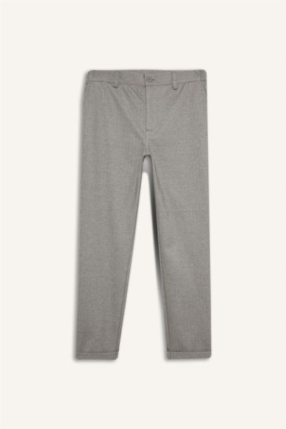 Pantalon tailleur droit en coton peigné Coupe régulière