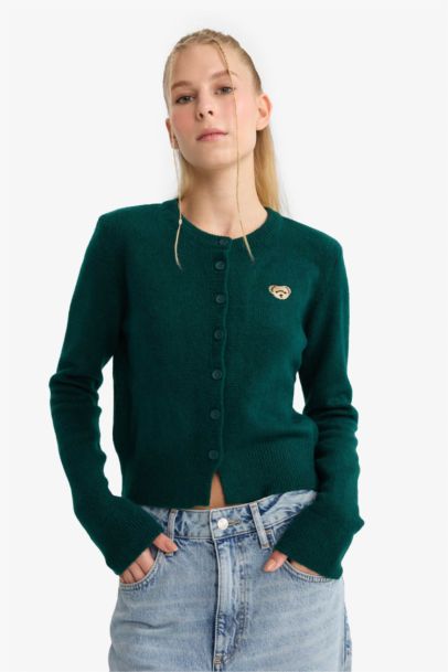 Slim Fit Crew Neck Cardigan