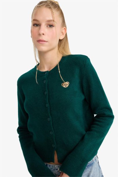 Slim Fit Crew Neck Cardigan