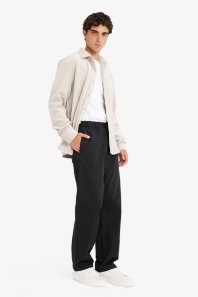 بنطلون وايد ليج برجل عادية بساق بسحاب