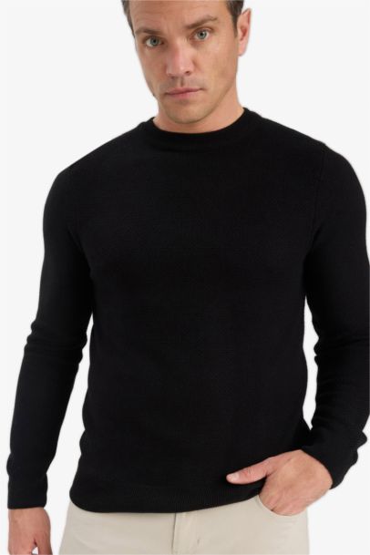 Pull en maille texturée à col rond Coupe standard