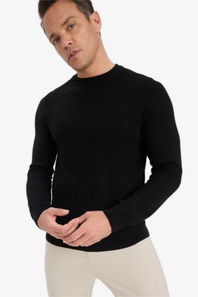 Pull en maille texturée à col rond Coupe standard
