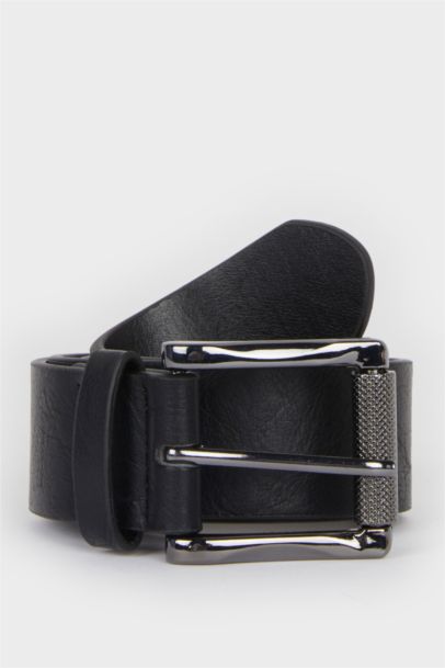 Man Rectangle Clasp Faux Leather