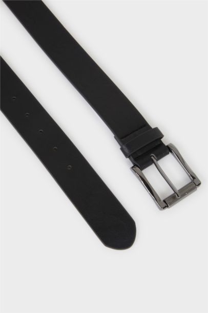 Man Rectangle Clasp Faux Leather