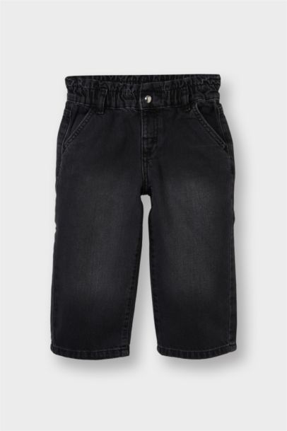 Wide Leg Beli Lastikli Jean Pantolon Kız Bebek