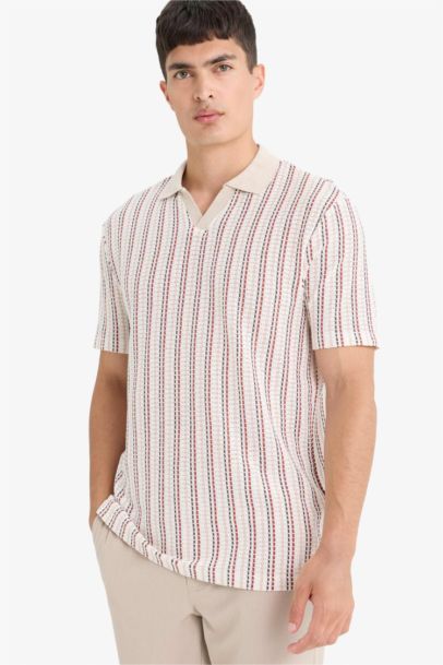 Regular Fit Short Sleeve Striped Polo T-Shirt