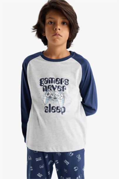 Pijama Takımı Baskılı Uzun Kollu Üst Uzun Alt Erkek Çocuk