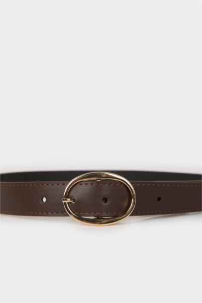 حزام نسائي جلد صناعي بمشبك بيضاوي