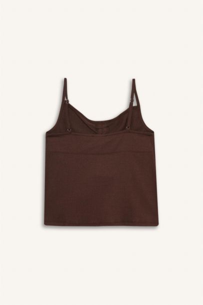 Débardeur col V noué sur le devant à fines bretelles