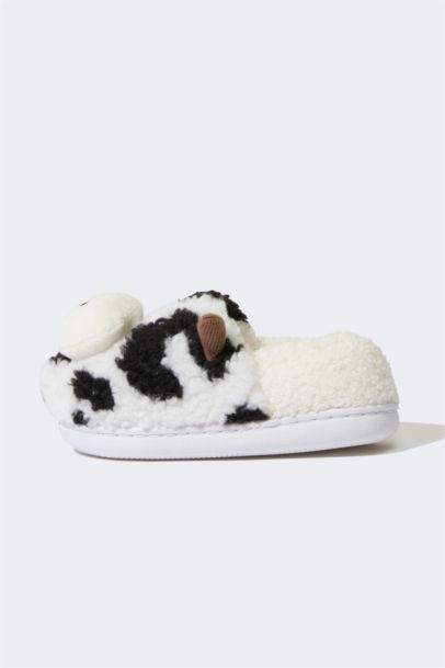 Girl Cow Themed Flat Sole Home Slippers