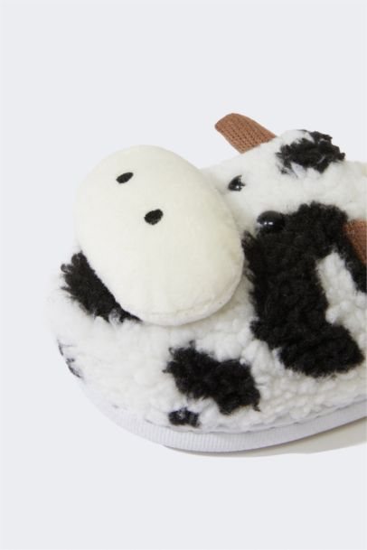 Girl Cow Themed Flat Sole Home Slippers