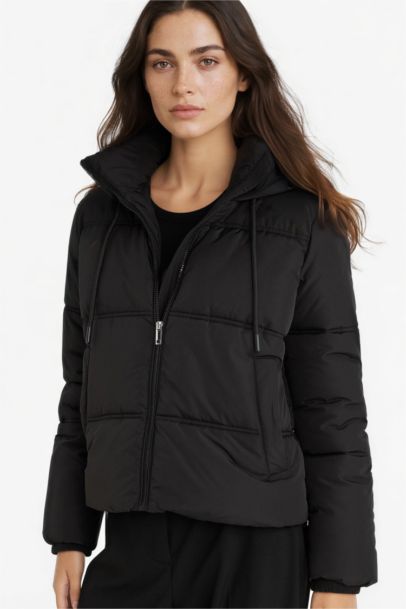 Regular Fit Kapüşonlu Fermuarlı Şişme Mont