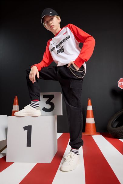 T-shirt imprimé à col rond et manches longues pour garçon