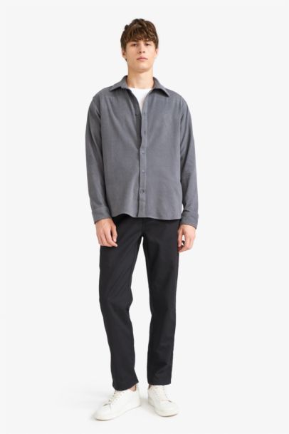 Regular Fit Wool Look Long Sleeve Shirt