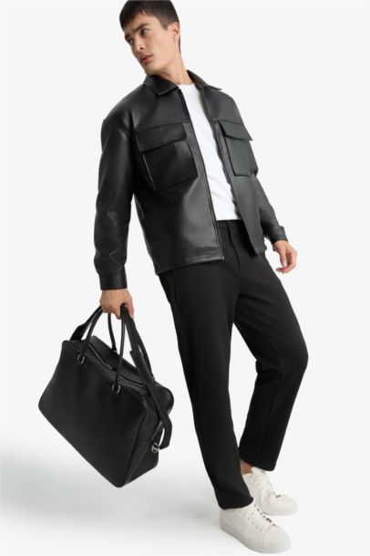 AtolyeWolf x DeFacto Erkek Kroko Desenli Suni Deri Bavul