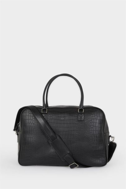 AtolyeWolf x DeFacto Erkek Kroko Desenli Suni Deri Bavul