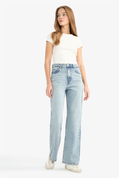 Regular Hem Denim High Waist 90's Trousers